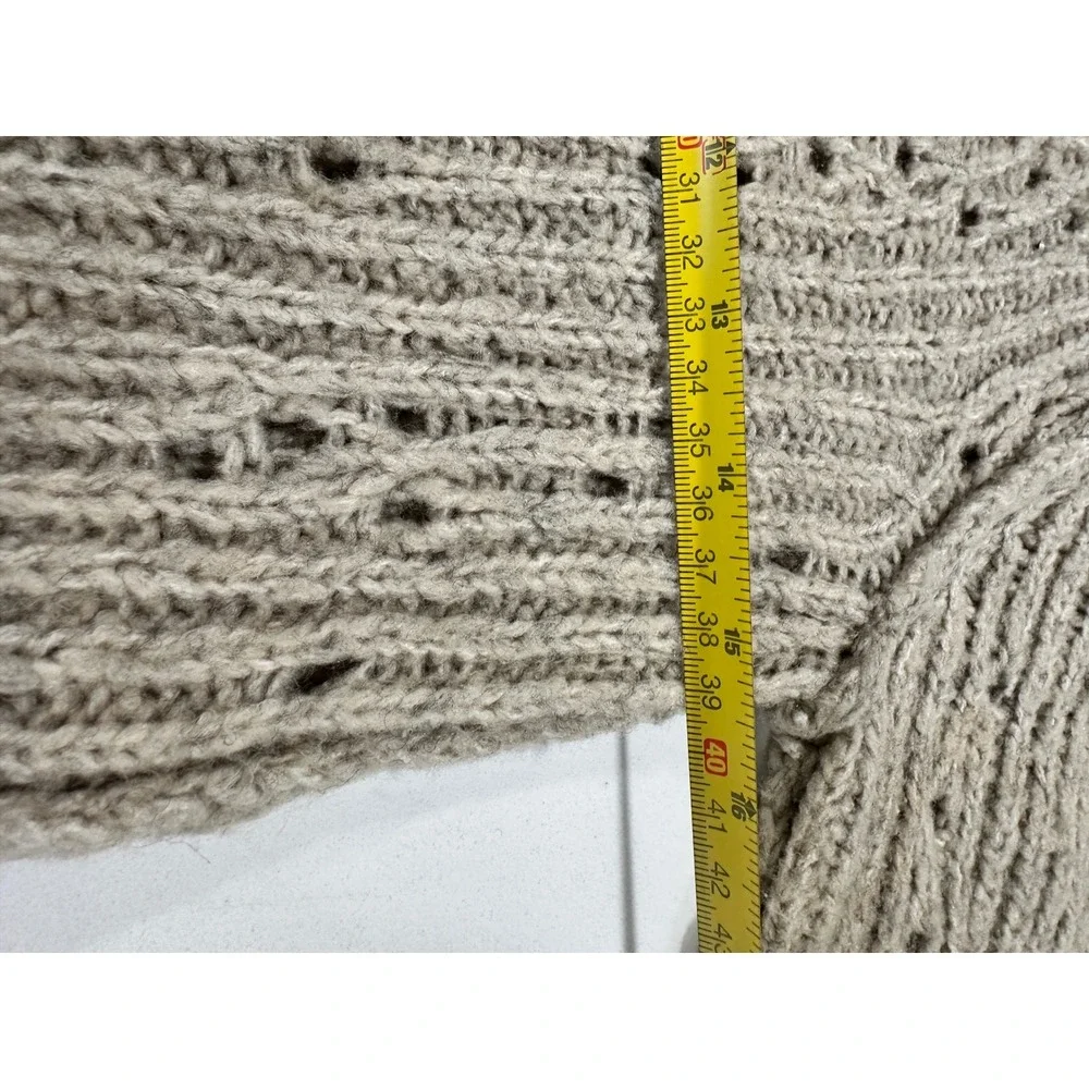Free People Open Knit Sweater Taupe Pullover Long Sleeve Women's Size S‎